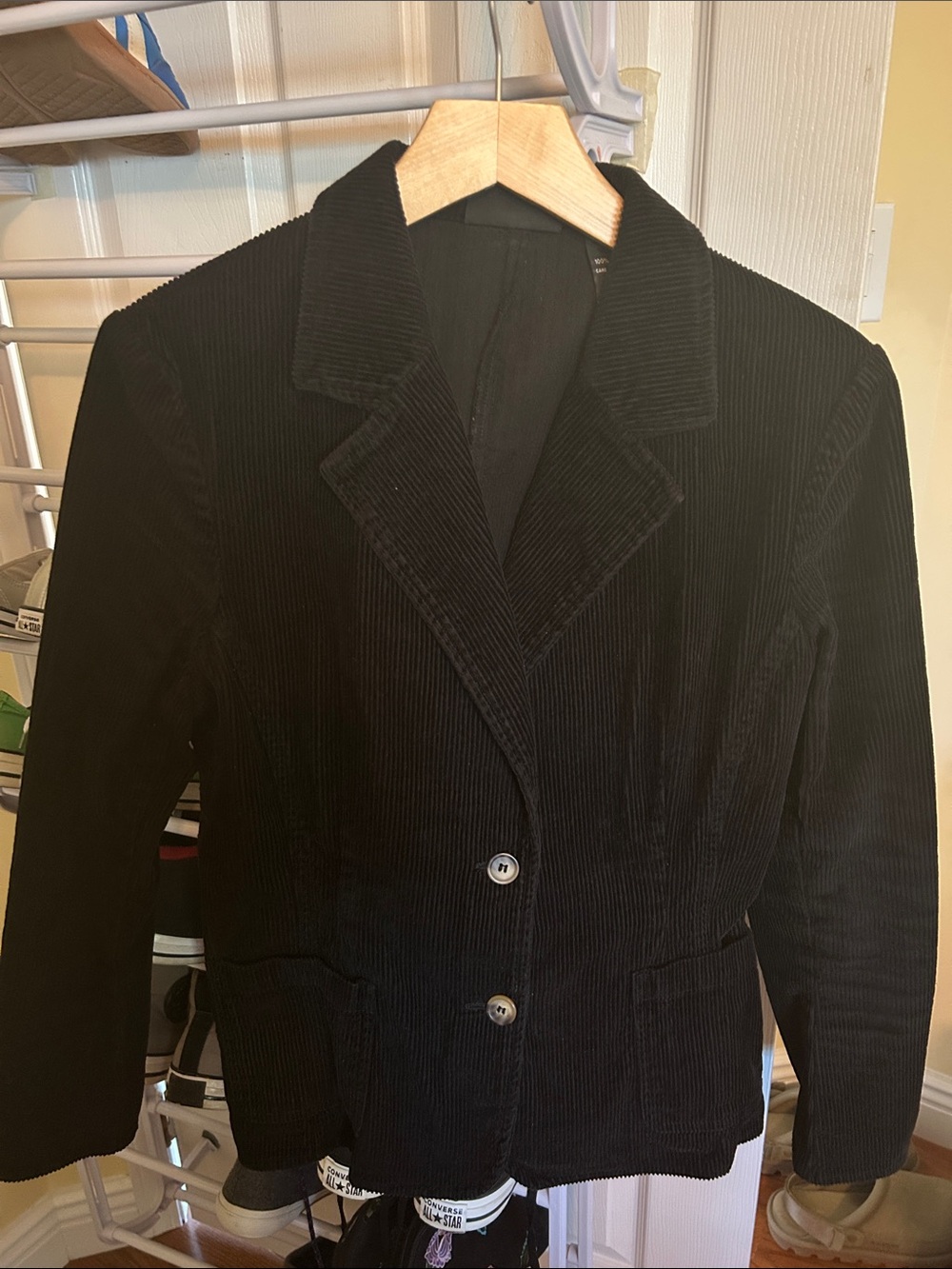 New York & Company Black Corduroy Blazer Jacket